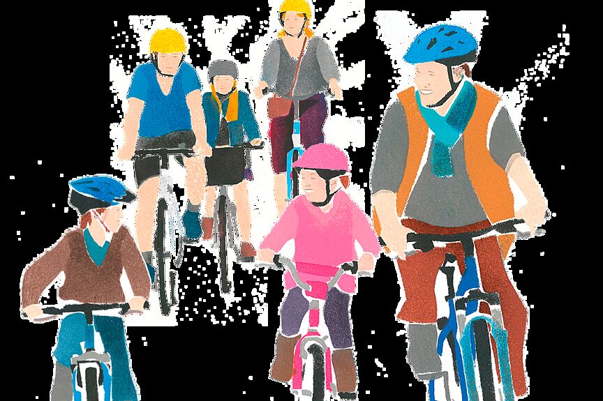 Radfahren Gruppe Illustration Radfahren Gruppe Illustration